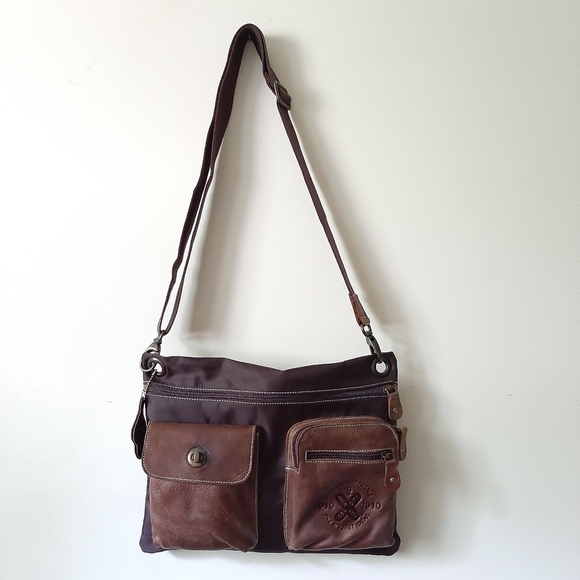 Roots Large Nylon/Leather Village Crossbody Bag - Picture 2 of 13